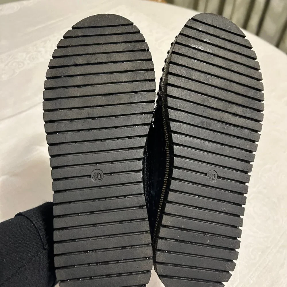 Black Iridescent Sequin Slip-On Platform Sneakers. - Picture 6 of 6